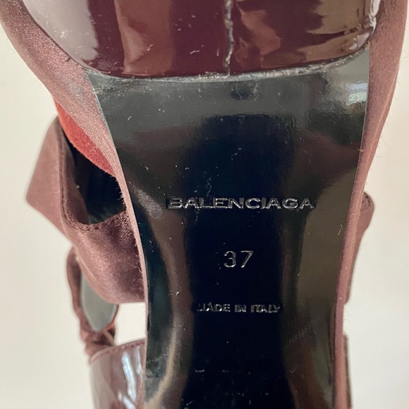 Balenciaga Burgundy Strappy Platform Heels - Picture 7 of 9